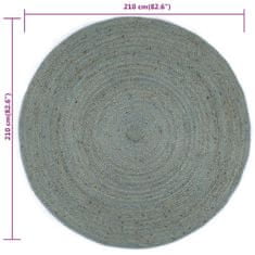 Vidaxl Ručne vyrobený koberec olivovo-zelený 210 cm jutový okrúhly