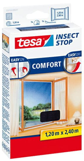 Tesa Insect Stop sieť proti hmyzu Comfort do francúzskeho okna 1,2×2,4 m antracitová 55918-00021-00