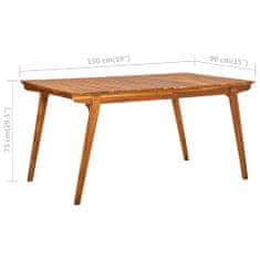 Vidaxl Záhradný stôl 150x90x75 cm akáciový masív
