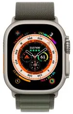 Apple Watch Ultra Cellular, 49mm Titanium Case with Green Alpine Loop Small MNHJ3CS/A