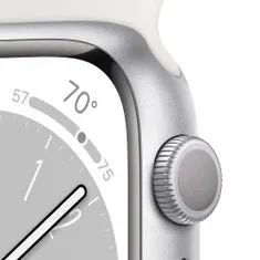 Apple Watch Series 8, 45mm Silver Aluminium Case with White Sport Band MP6N3CS/A