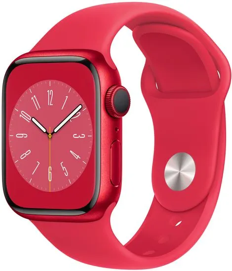 Apple Watch Series 8, 41 mm (PRODUCT)RED Aluminium Case with (PRODUCT)RED Sport Band MNP73CS/A