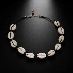 Northix Choker náhrdelník s mušľami - biela a čierna 