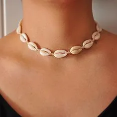 Northix Choker náhrdelník s mušľami - biela 