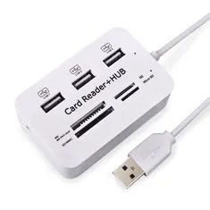 Northix USB 2.0 čítačka pamäťových kariet + USB rozbočovač (vysokorýchlostný) 