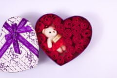 Medvídárek veľké srdce s červenými mydlovými ružami a plyšovým medvedíkom