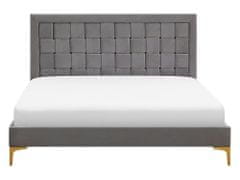 Beliani Zamatová posteľ 140 x 200 cm sivá LIMOUX