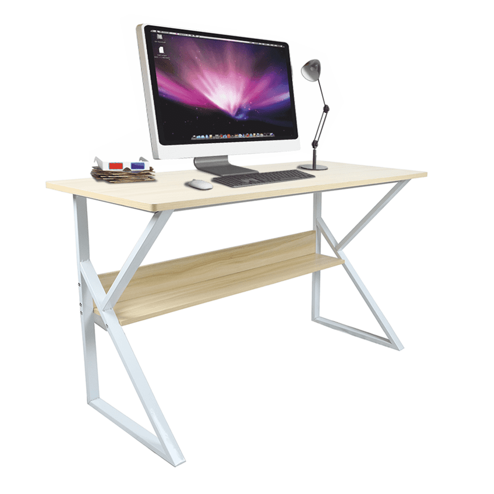 KONDELA Písací stôl, s policou, dub prírodný / biela, TARCAL 100