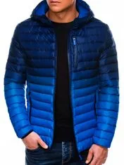 OMBRE Pánska zimná prešívaná bunda Avalanche tmavo modrá M
