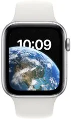Apple Watch sa 2022, 44mm, Silver, White Sport Band