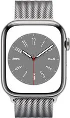 Apple Watch Series 8, Cellular, 45mm, Silver Stainless Steel, Silver Milanesa Loop
