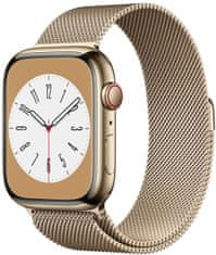 Apple Watch saries 8, Cellular, 45mm, Gold Stainless Steel, Gold Milanesa Loop
