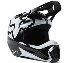 FOX Dětská motokrosová helma Yth V1 Leed Helmet Dot/Ece Black/White vel. YM