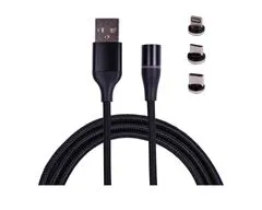 KOMA Magnetický kábel 3v1, USB-A na microUSB/ USB-C / Lightning, 1 meter