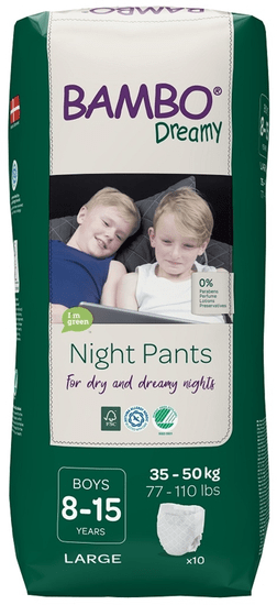 Bambo Nature BAMBO Dreamy Night Pants Nohavičky plienkové jednorazové Boys 8-15 rokov (35-50 kg) 10 ks
