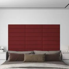 Vidaxl Nástenné panely 12 ks vínovočervené 60x15 cm látkové 1,08 m²