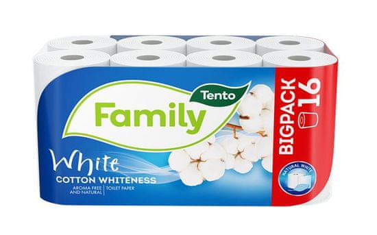 Tento Toaletný papier "Family White", 16 roliek, 2-vrstvový, 229441