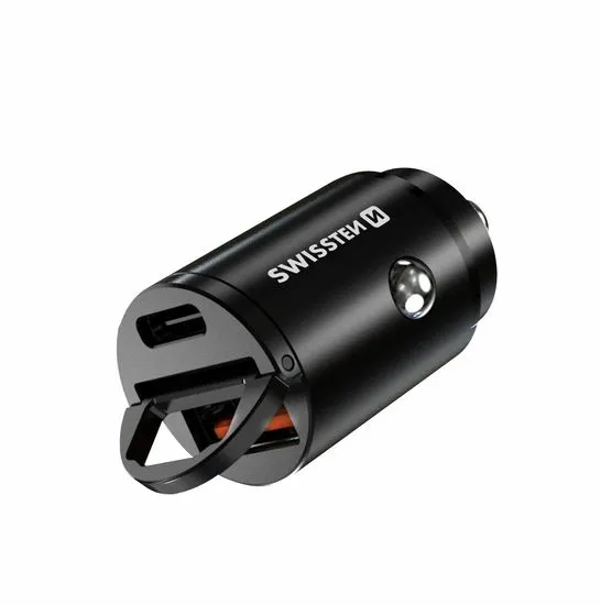 SWISSTEN CL ADAPTÉR POWER DELIVERY USB-C + SUPER CHARGE 3.0 30 W NANO 20111770, čierna