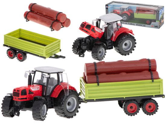 Aga Poľnohospodársky plastový traktor s prívesom a s drevom