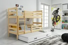 MôjNábytok Detská poschodová posteľ s prístelkou ERYK 3 | borovica