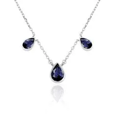 Beneto Exclusive Luxusný strieborný náhrdelník so zafírmi SAFAGS1/46