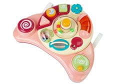Lean-toys Interaktívny panel Detská hračka Hudba Zvuky zvierat Ružová