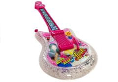 Detská gitarová súprava s mikrofónom a okuliarmi ružová 51 cm