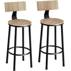 tectake 2 Barové stoličky Poole - Industrial svetlé drevo, dub Sonoma