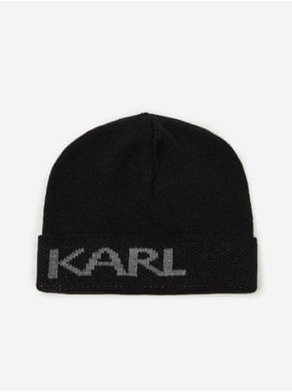 Karl Lagerfeld Čierna čiapka s prímesou vlny KARL LAGERFELD