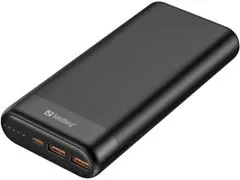 Sandberg Powerbank 20000mAh, USB-C PD 65W + 2x QC3.0, čierna