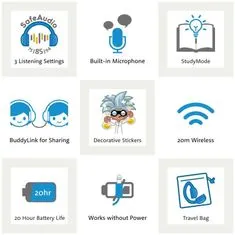 BuddyPhones Play+ detské bluetooth slúchadlá s mikrofónom, svetlo modrá