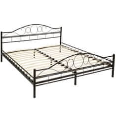 tectake Kovová posteľ dvojlôžková Romance vrátane lamelových roštov - 200 x 180 cm, čierna/čierna