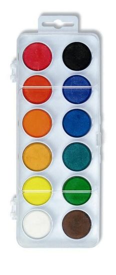 KOH-I-NOOR vodovej farby/vodovky obdĺžnik biely 12 farieb s priemerom 30 mm
