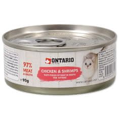 Ontario Konzerva Kitten kuracie kúsky s krevetami - 95 g