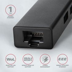 HMA-GL3A, USB 3.2 Gen 1 húb, porty 3x USB-A + Gigabit Ethernet, kovový, kábel USB-A 20cm