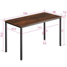 tectake Písací stôl Vanport 120x60x75,5cm - Industrial tmavé drevo