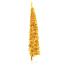 Vidaxl Umelý vianočný polovičný stromček s podstavcom zlatý 180 cm