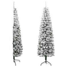 Vidaxl Úzky zasnežený umelý vianočný polovičný stromček 210 cm
