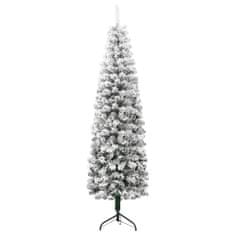 Vidaxl Úzky zasnežený umelý vianočný polovičný stromček 210 cm