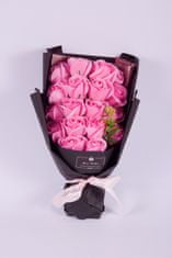 Medvídárek ružový puget z mydlových ruží v darčekovom boxe