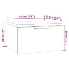 Vidaxl Nástenný nočný stolík lesklý biely 34x30x20 cm