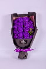 Medvídárek fialový puget z mydlových ruží v darčekovom boxe