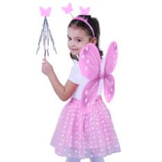 Rappa Detský ružový kostým motýľa s krídlami s tutu sukňou, 3,10 let