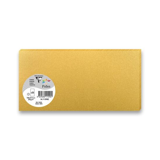 Clairefontaine Farebná listová karta 106 x 213 mm do DL obálok, 25 ks zlatá, DL