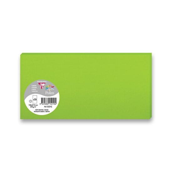 Clairefontaine Farebná listová karta 106 x 213 mm do DL obálok, 25 ks, zelená, DL