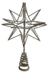 Shishi Hviezda na špici vianočného stromčeka strieborná 23 cm