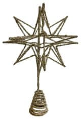 Shishi Hviezda na špici vianočného stromčeka zlatá 23 cm