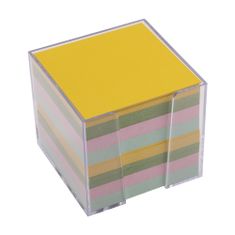 D.RECT Bloček kocka nelepená mix farieb v čírej krabičke 85x85x80mm