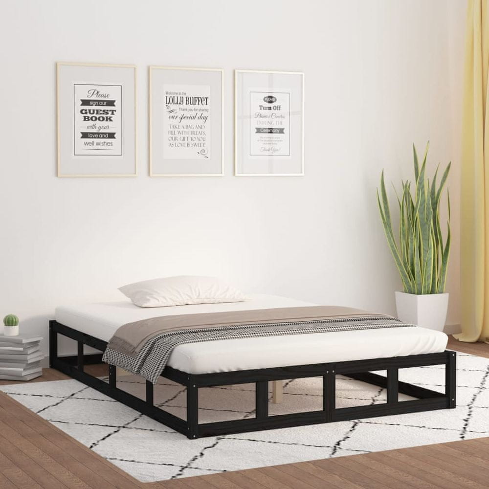 Petromila vidaXL Rám postele čierny 200x200 cm masívne drevo