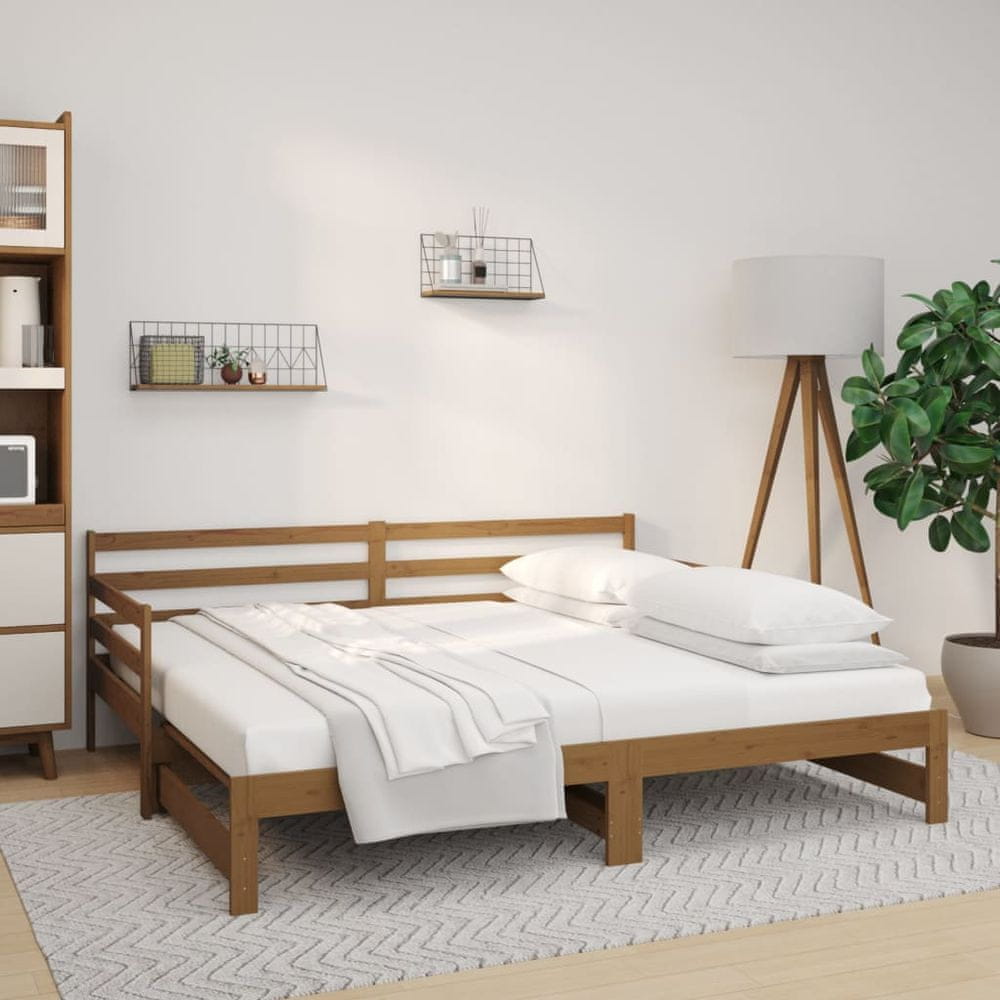 Vidaxl Rozkladacia denná posteľ medová 2x(90x200) cm borovicový masív